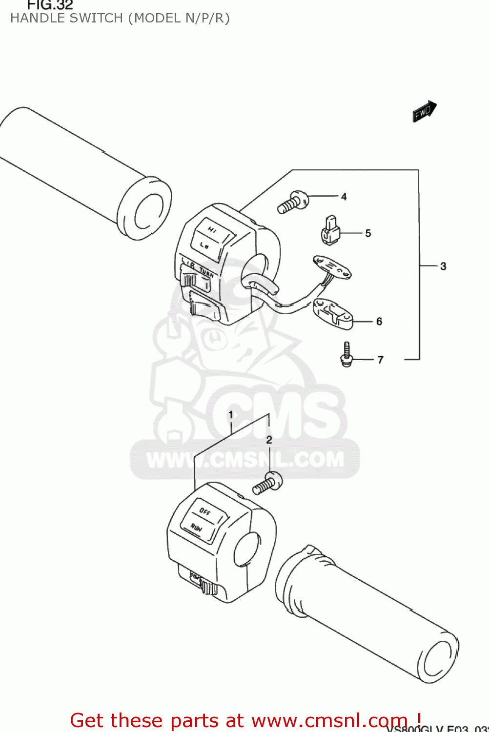 HANDLE SWITCH (MODEL N/P/R) VS800GL INTRUDER 1994 (R) USA (E03)