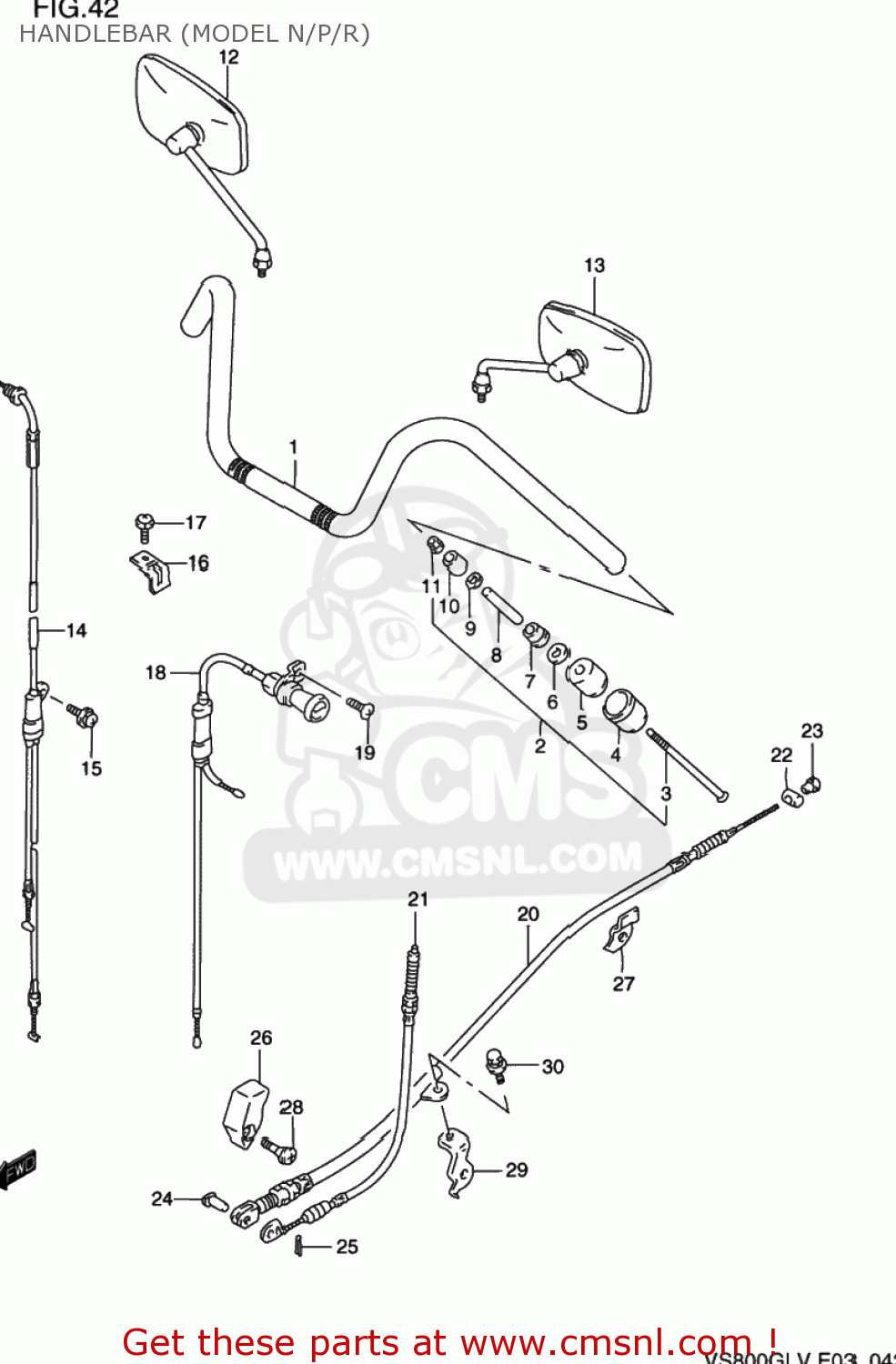 HANDLEBAR (MODEL N/P/R) VS800GL INTRUDER 1994 (R) USA (E03)