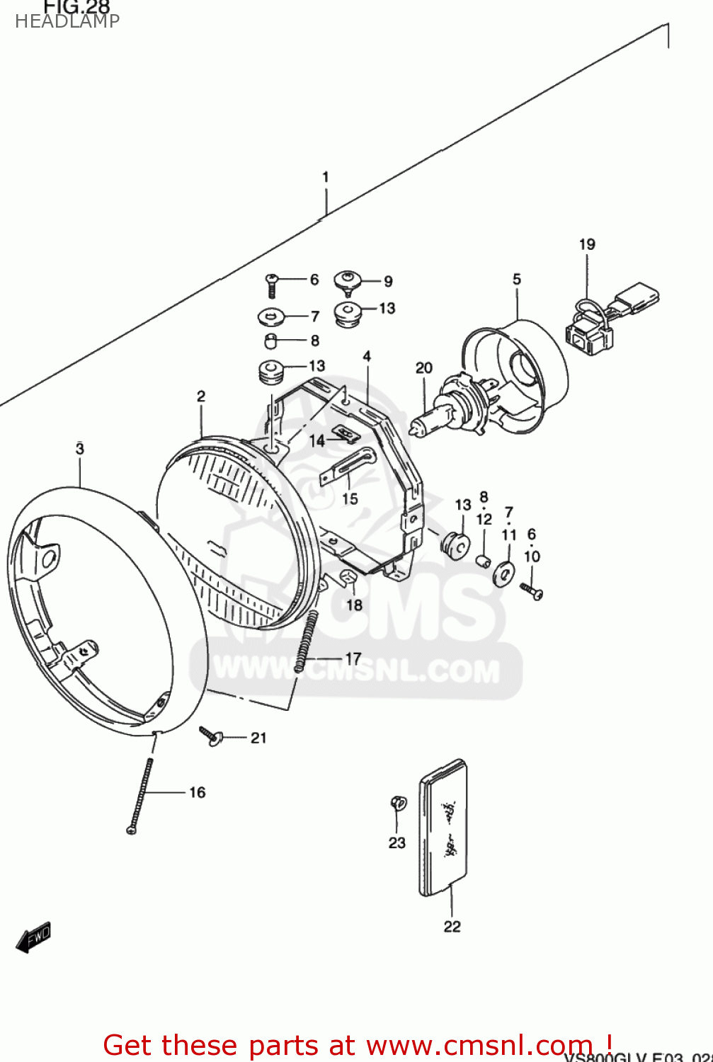 HEADLAMP VS800GL INTRUDER 1994 (R) USA (E03)