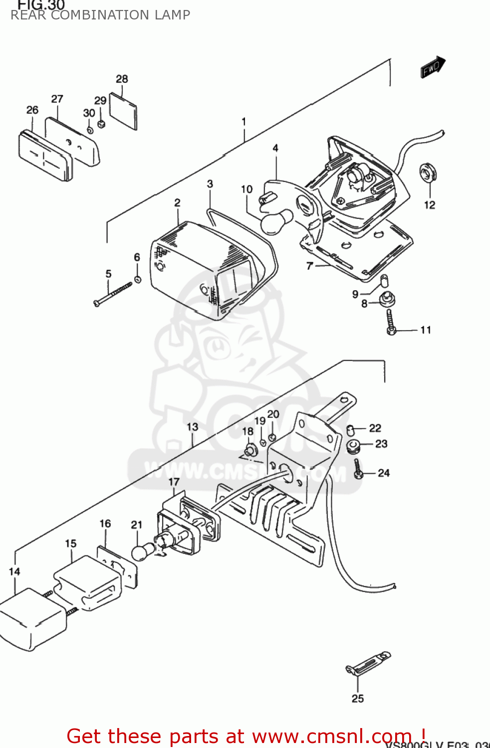 REAR COMBINATION LAMP VS800GL INTRUDER 1994 (R) USA (E03)