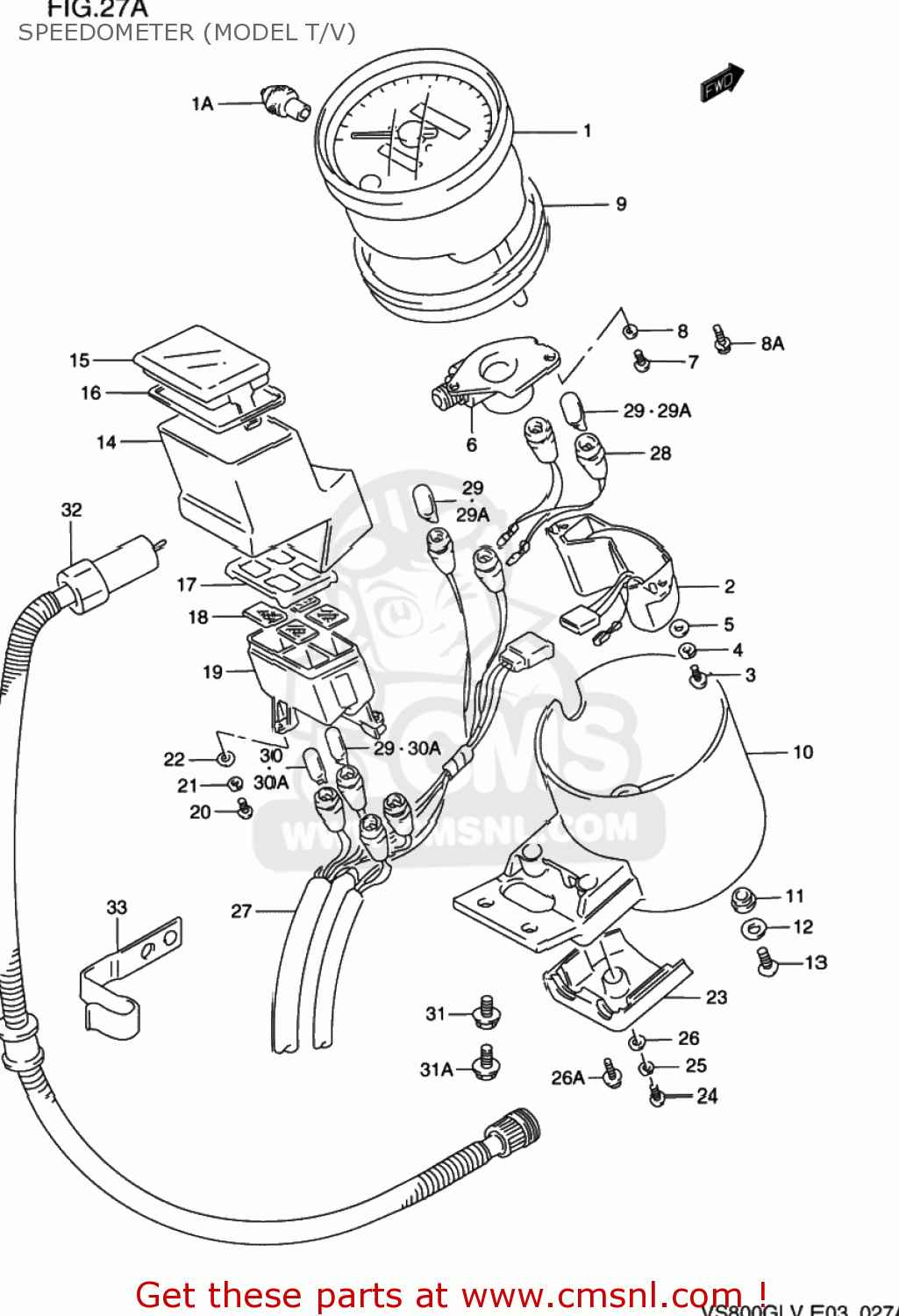 SPEEDOMETER (MODEL T/V) VS800GL INTRUDER 1994 (R) USA (E03)