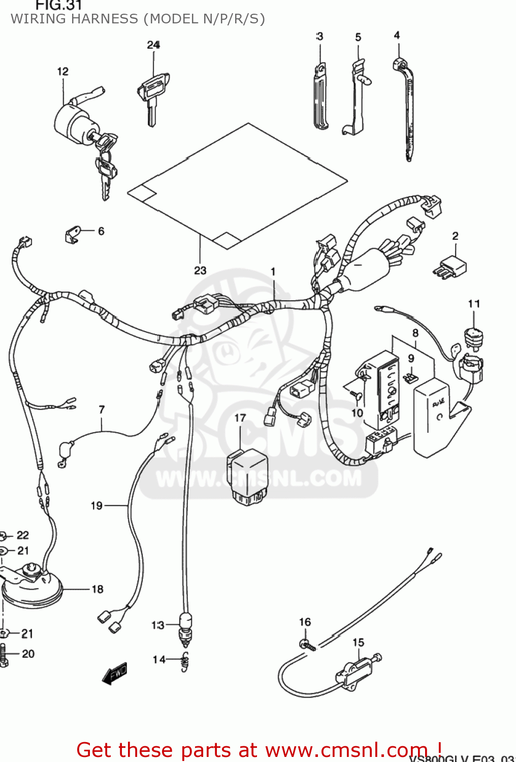 WIRING HARNESS (MODEL N/P/R/S) VS800GL INTRUDER 1994 (R) USA (E03)