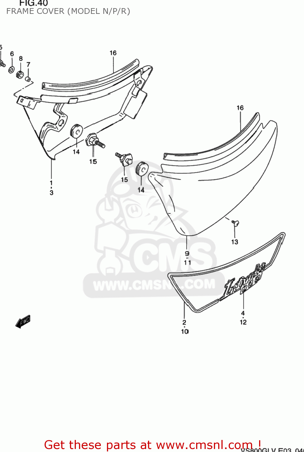 FRAME COVER (MODEL N/P/R) VS800GL INTRUDER 1995 (S) USA (E03)