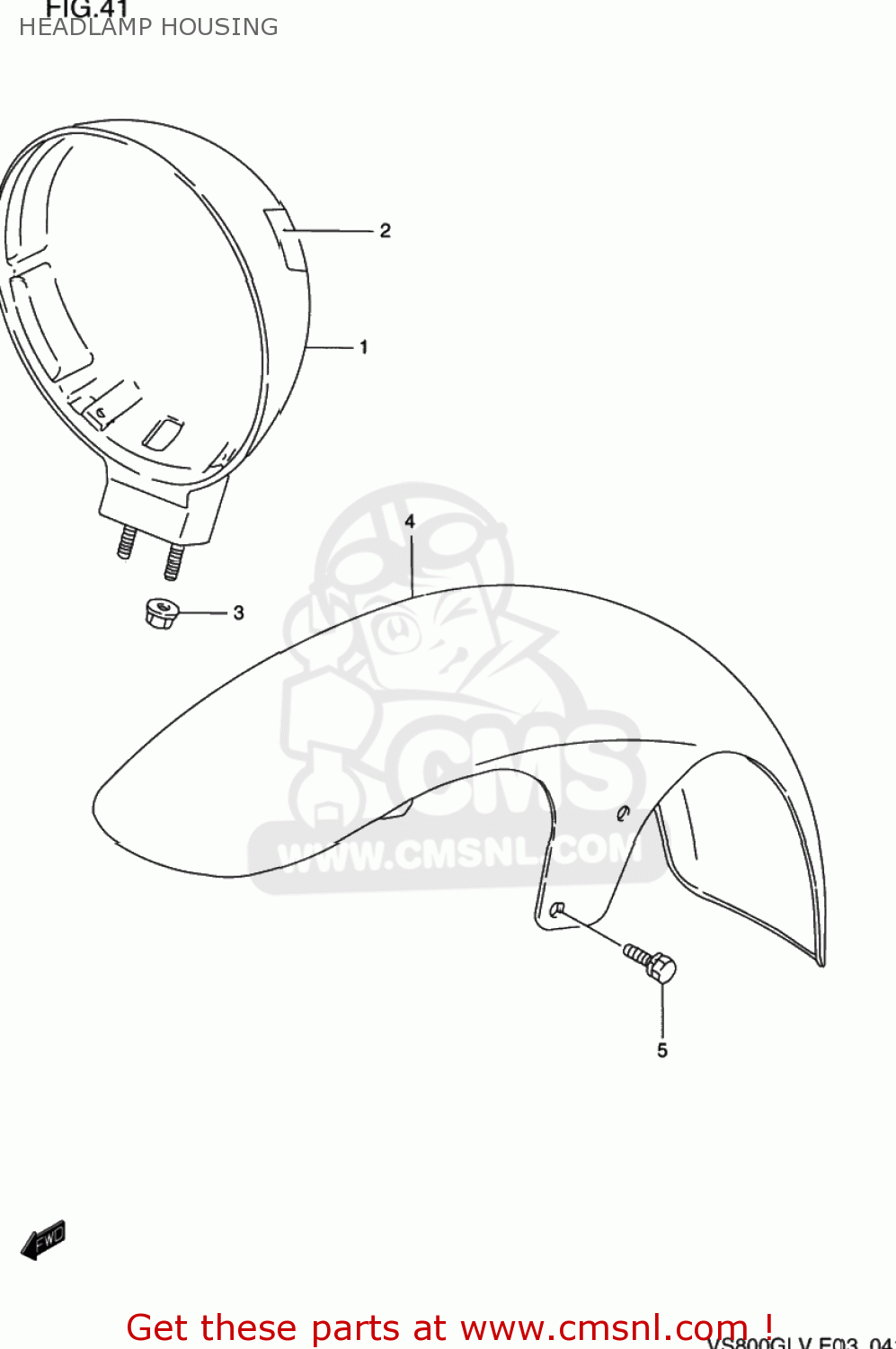 HEADLAMP HOUSING VS800GL INTRUDER 1995 (S) USA (E03)