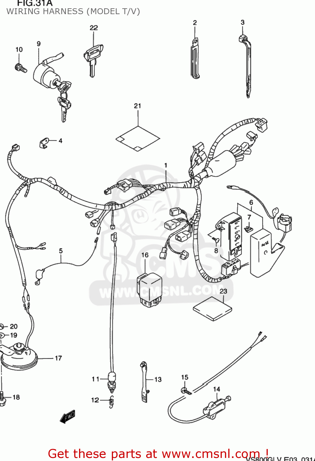 WIRING HARNESS (MODEL T/V) VS800GL INTRUDER 1995 (S) USA (E03)