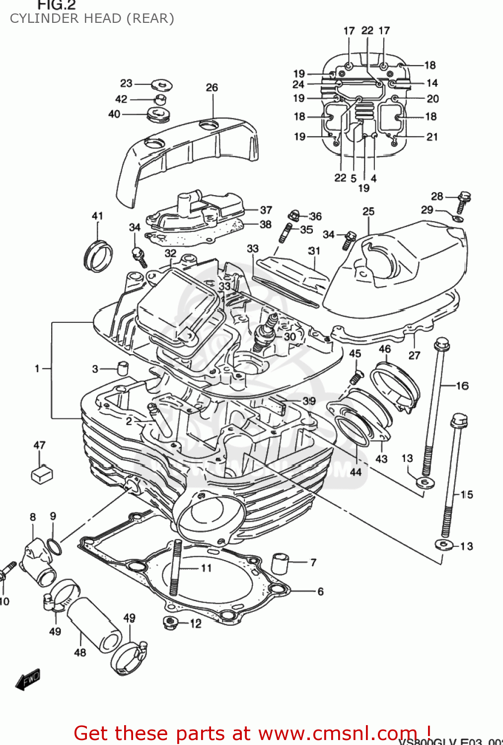 CYLINDER HEAD (REAR) VS800GL INTRUDER 1996 (T) USA (E03)