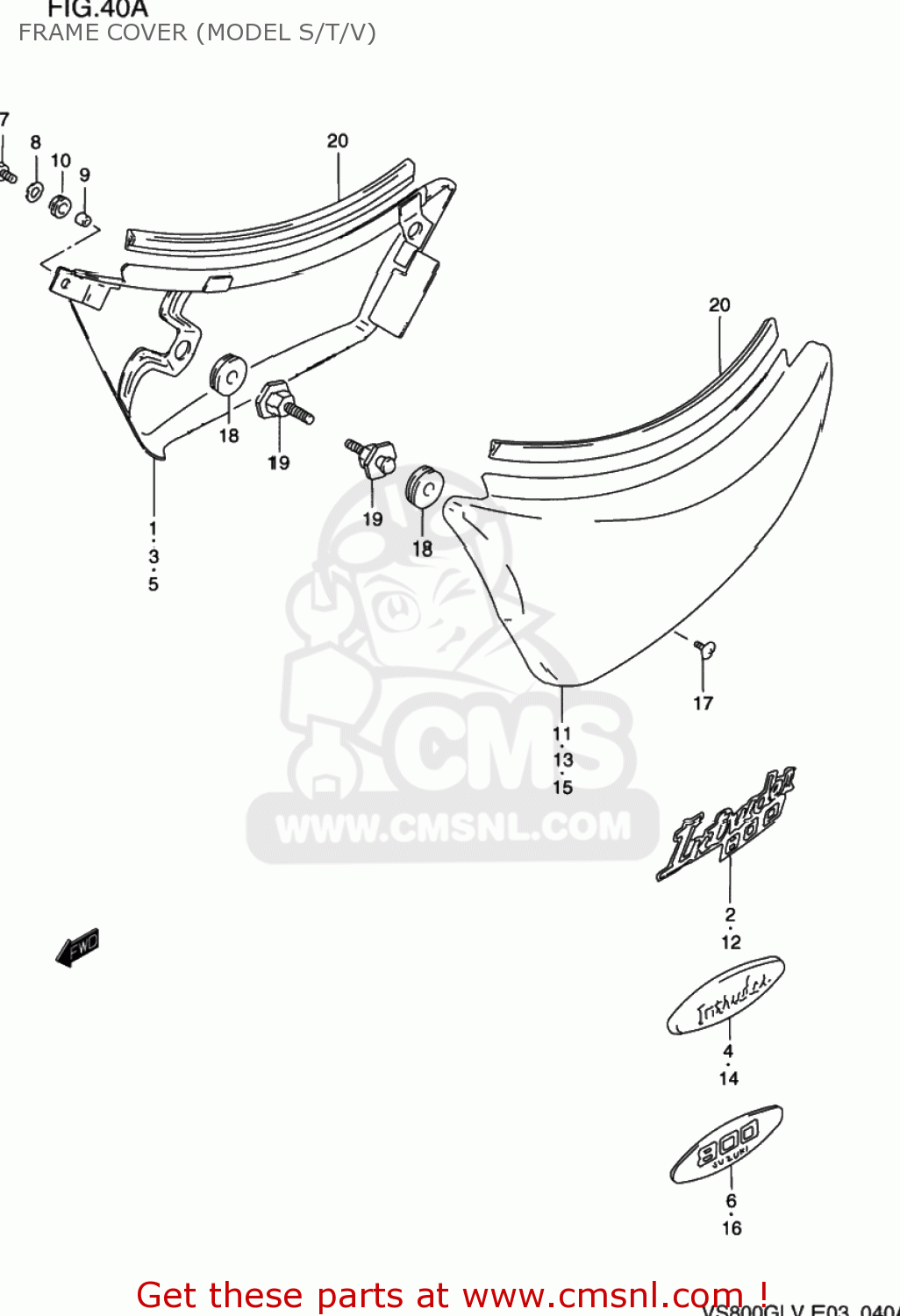 FRAME COVER (MODEL S/T/V) VS800GL INTRUDER 1996 (T) USA (E03)