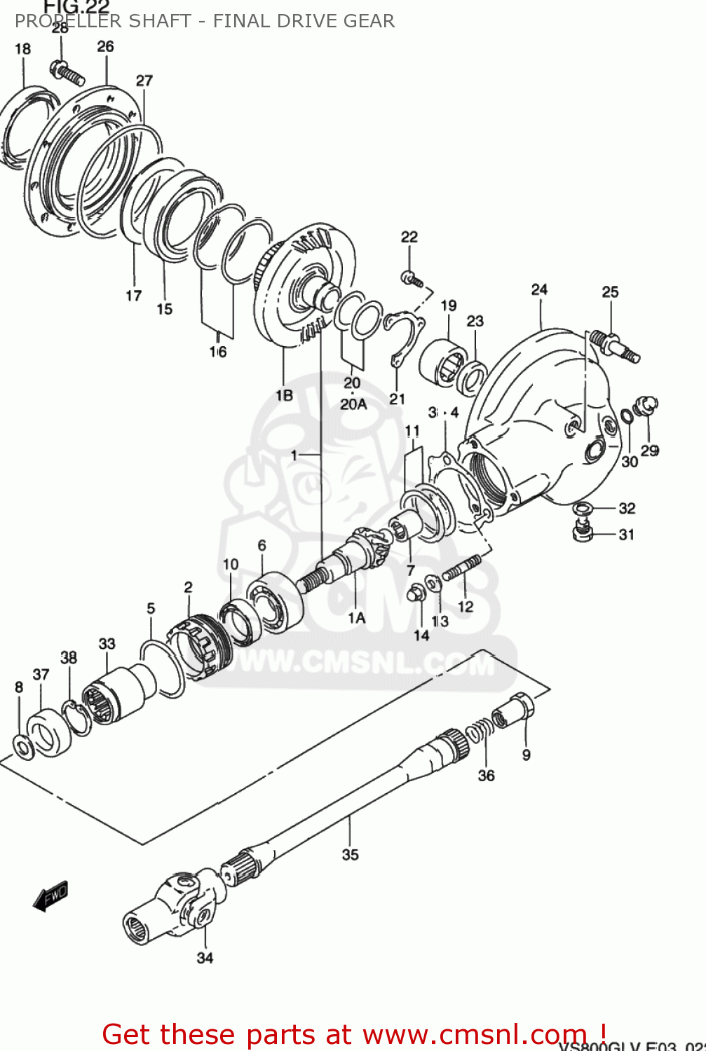 PROPELLER SHAFT - FINAL DRIVE GEAR VS800GL INTRUDER 1996 (T) USA (E03)