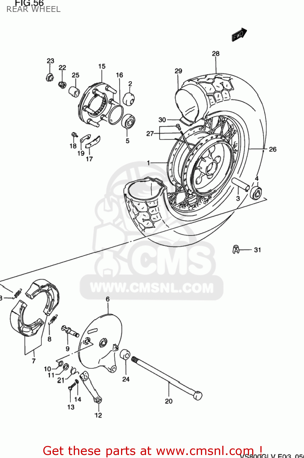 REAR WHEEL VS800GL INTRUDER 1996 (T) USA (E03)