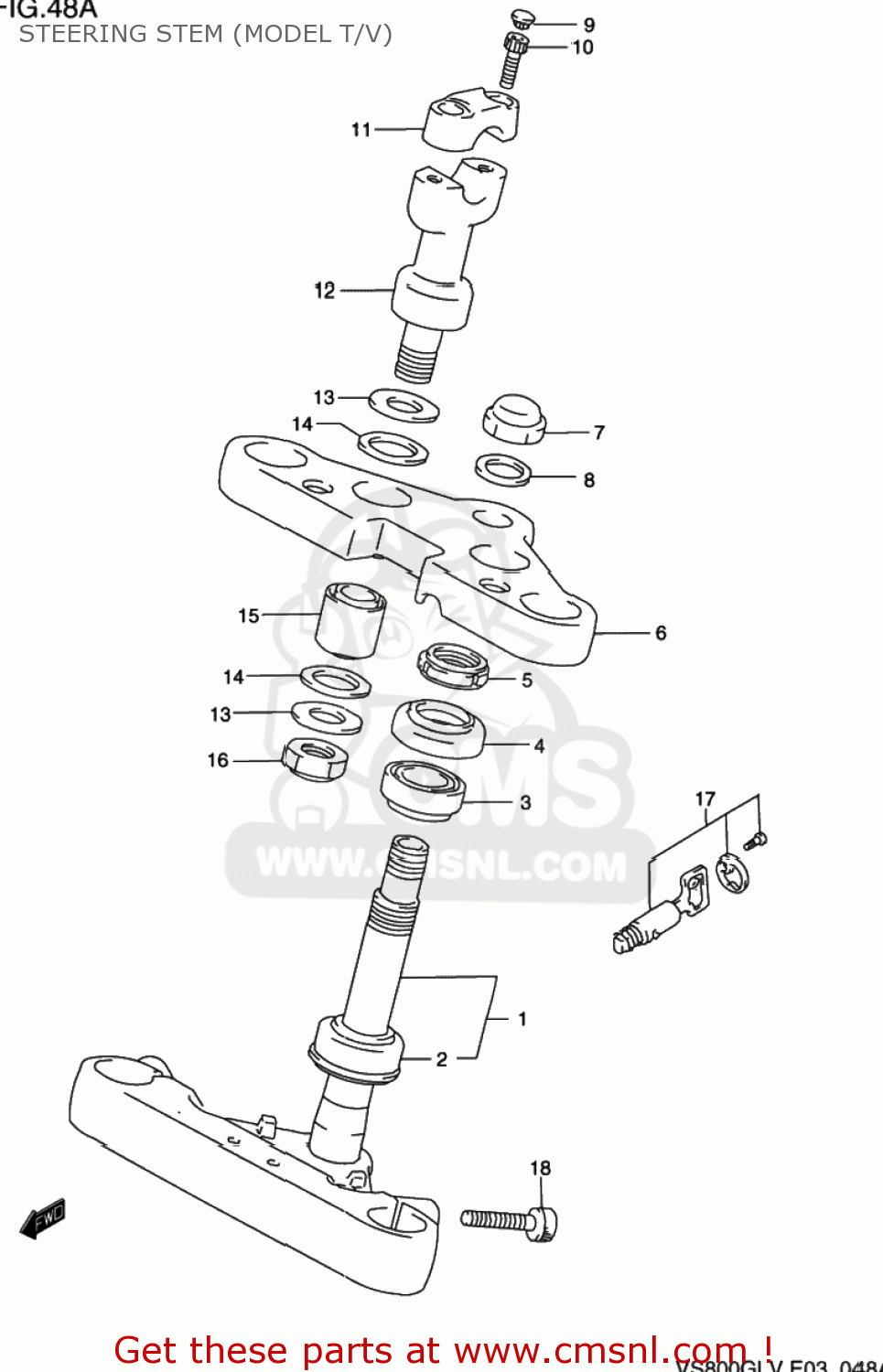 STEERING STEM (MODEL T/V) VS800GL INTRUDER 1996 (T) USA (E03)