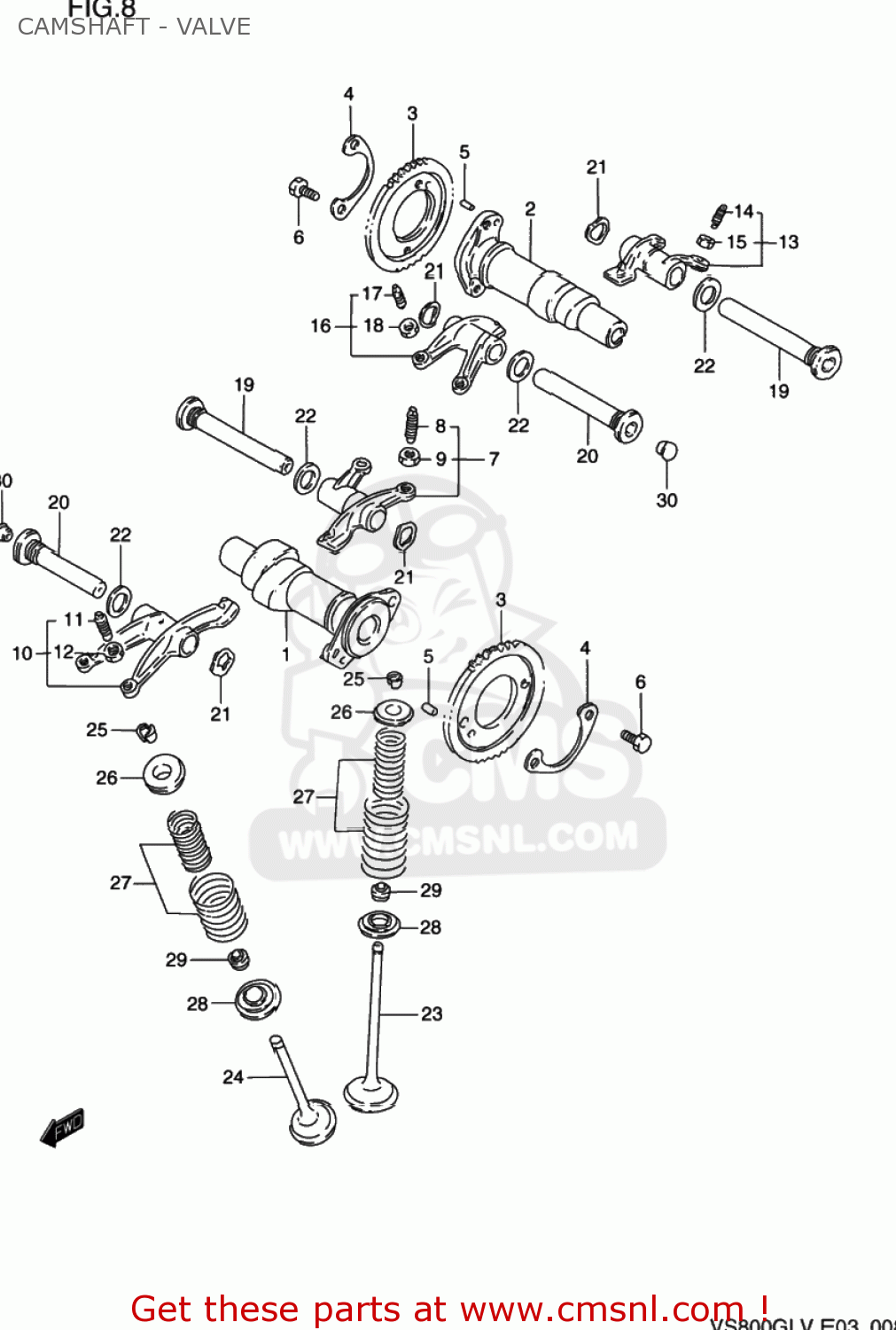 CAMSHAFT - VALVE VS800GL INTRUDER 1997 (V) USA (E03)