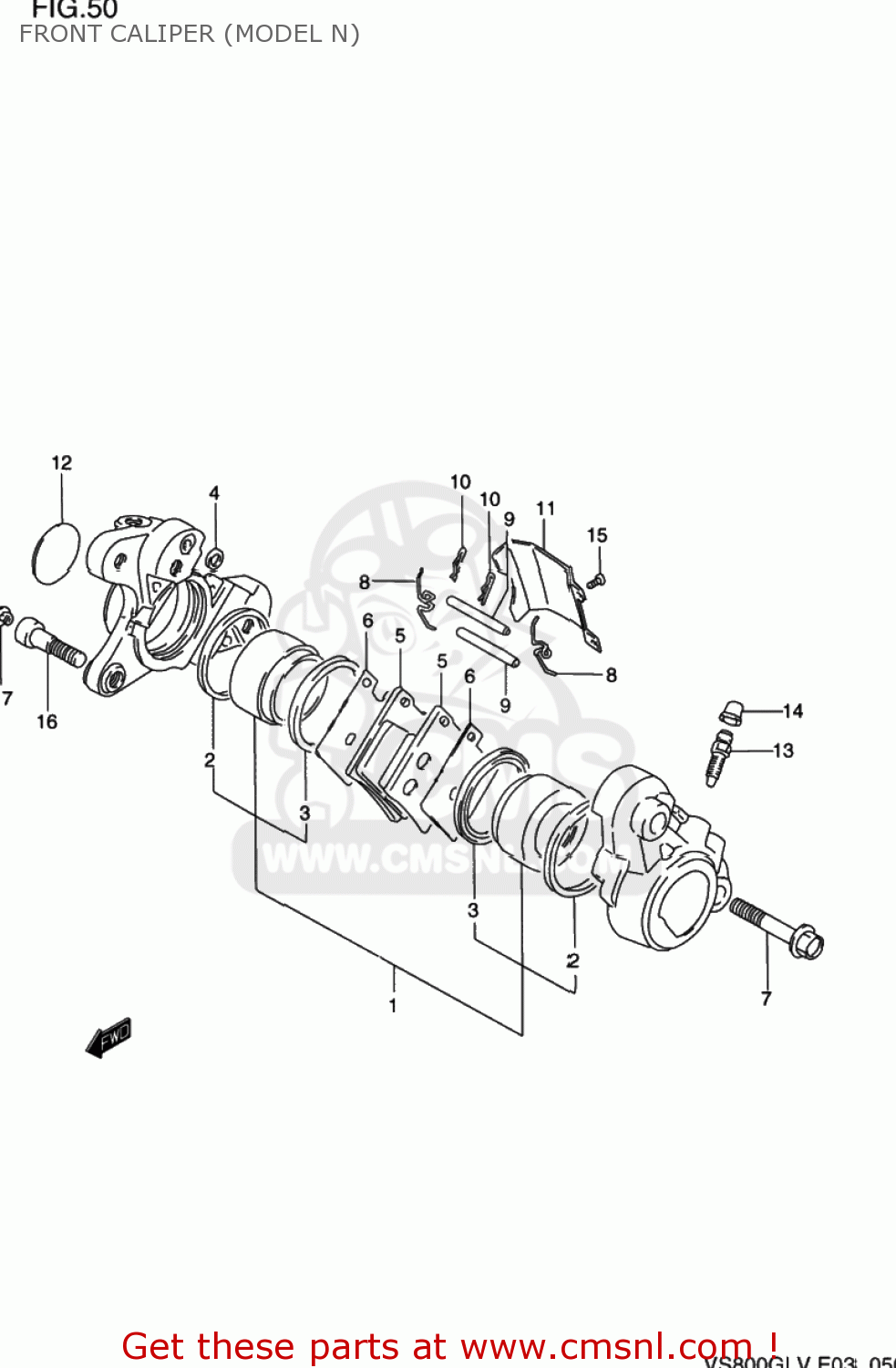 FRONT CALIPER (MODEL N) VS800GL INTRUDER 1997 (V) USA (E03)