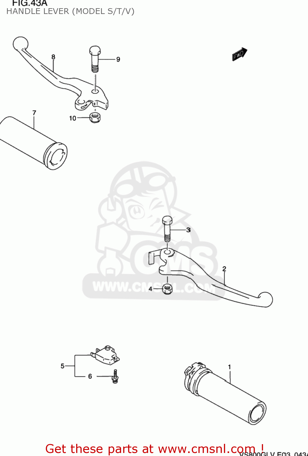 HANDLE LEVER (MODEL S/T/V) VS800GL INTRUDER 1997 (V) USA (E03)