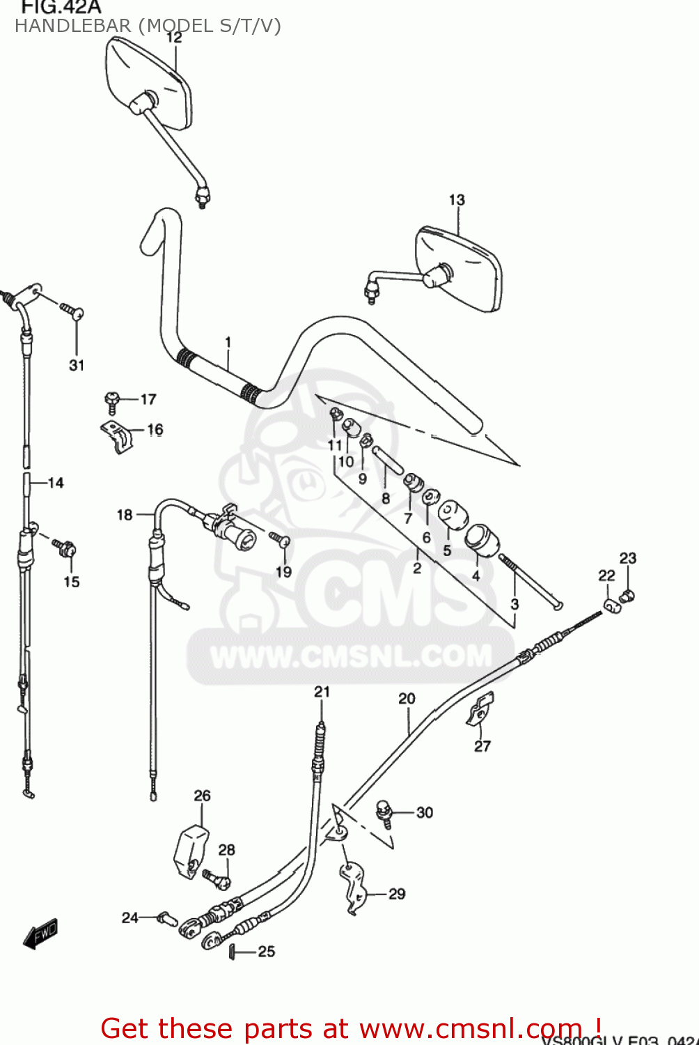 HANDLEBAR (MODEL S/T/V) VS800GL INTRUDER 1997 (V) USA (E03)