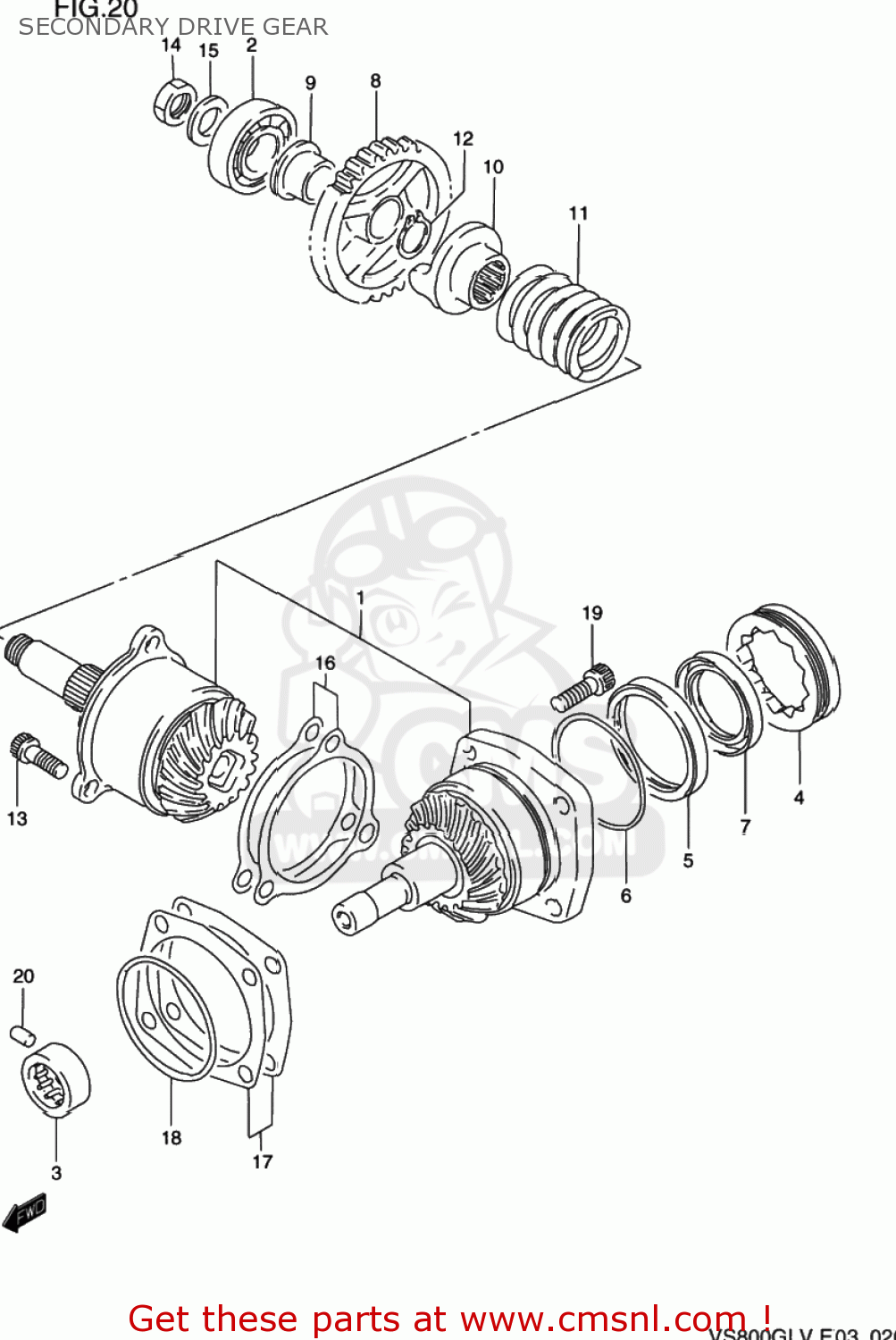 SECONDARY DRIVE GEAR VS800GL INTRUDER 1997 (V) USA (E03)