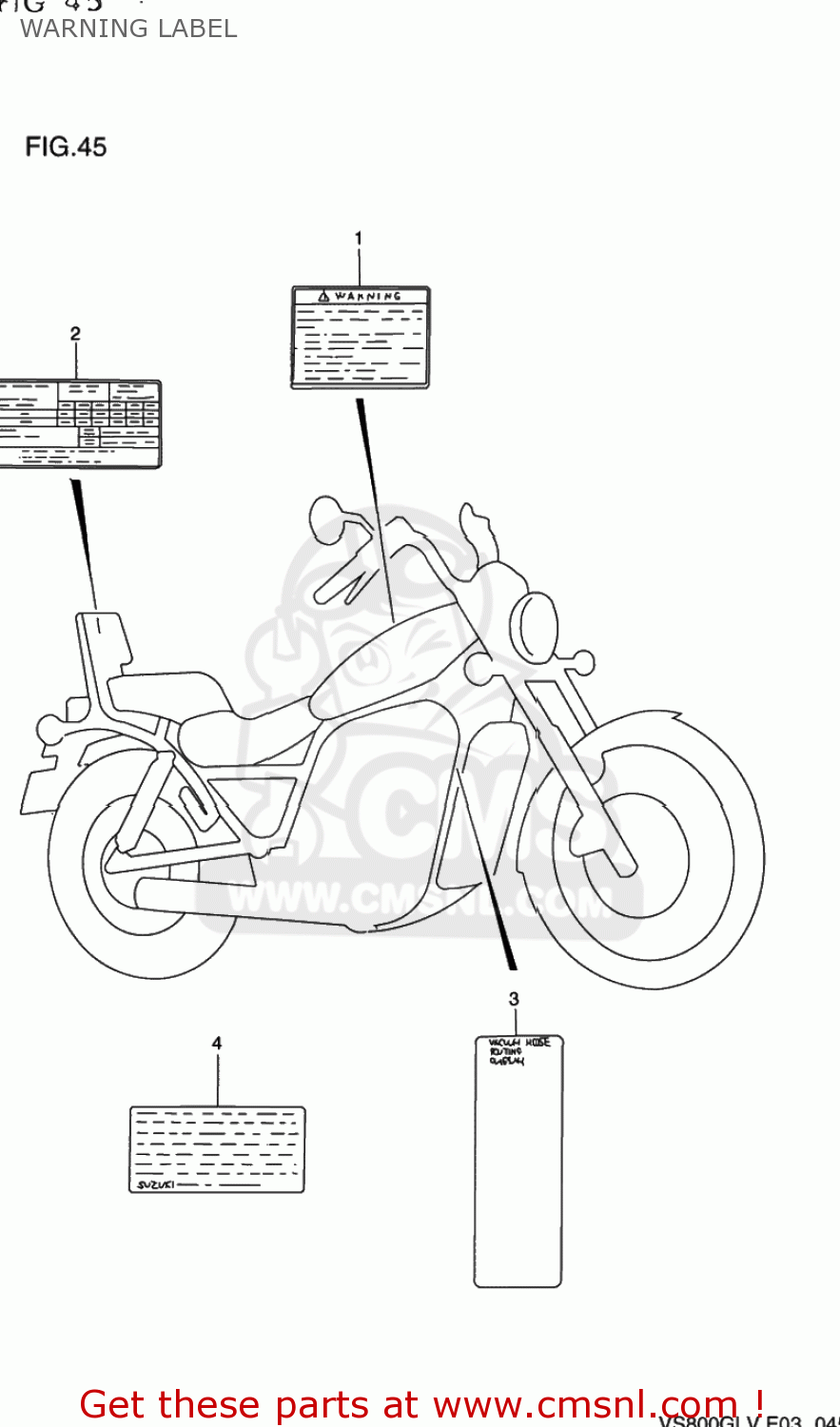 WARNING LABEL VS800GL INTRUDER 1997 (V) USA (E03)