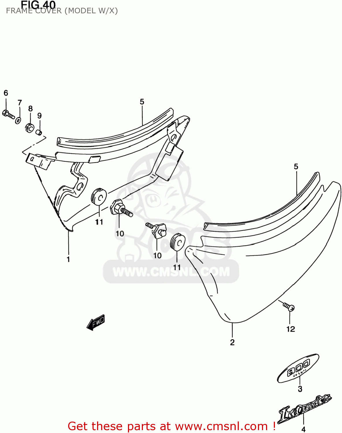 FRAME COVER (MODEL W/X) VS800GL INTRUDER 1998 (W) USA (E03)