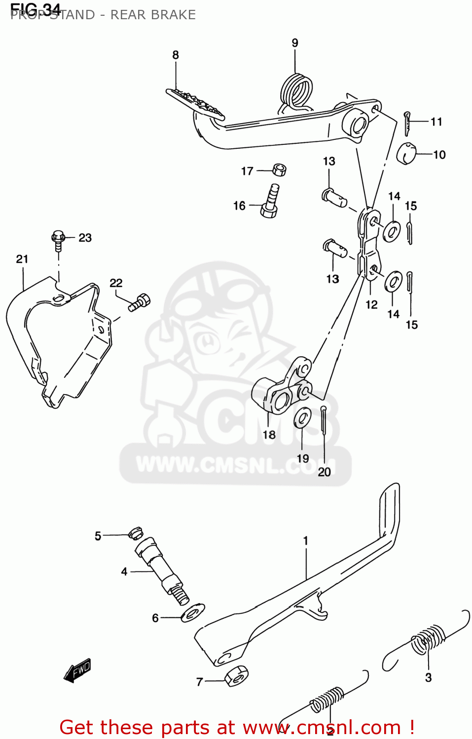 PROP STAND - REAR BRAKE VS800GL INTRUDER 1998 (W) USA (E03)