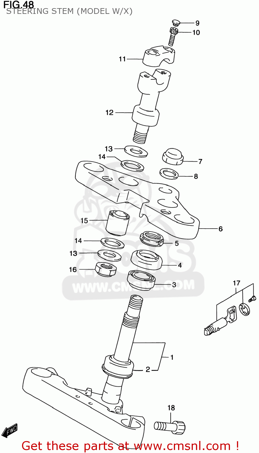STEERING STEM (MODEL W/X) VS800GL INTRUDER 1998 (W) USA (E03)