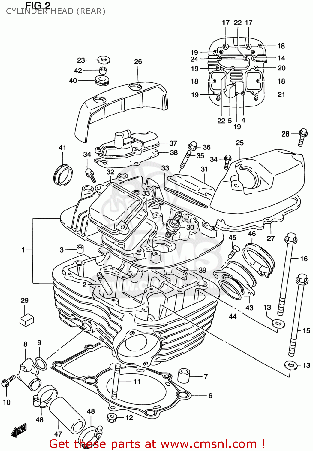 CYLINDER HEAD (REAR) VS800GL INTRUDER 1999 (X) USA (E03)
