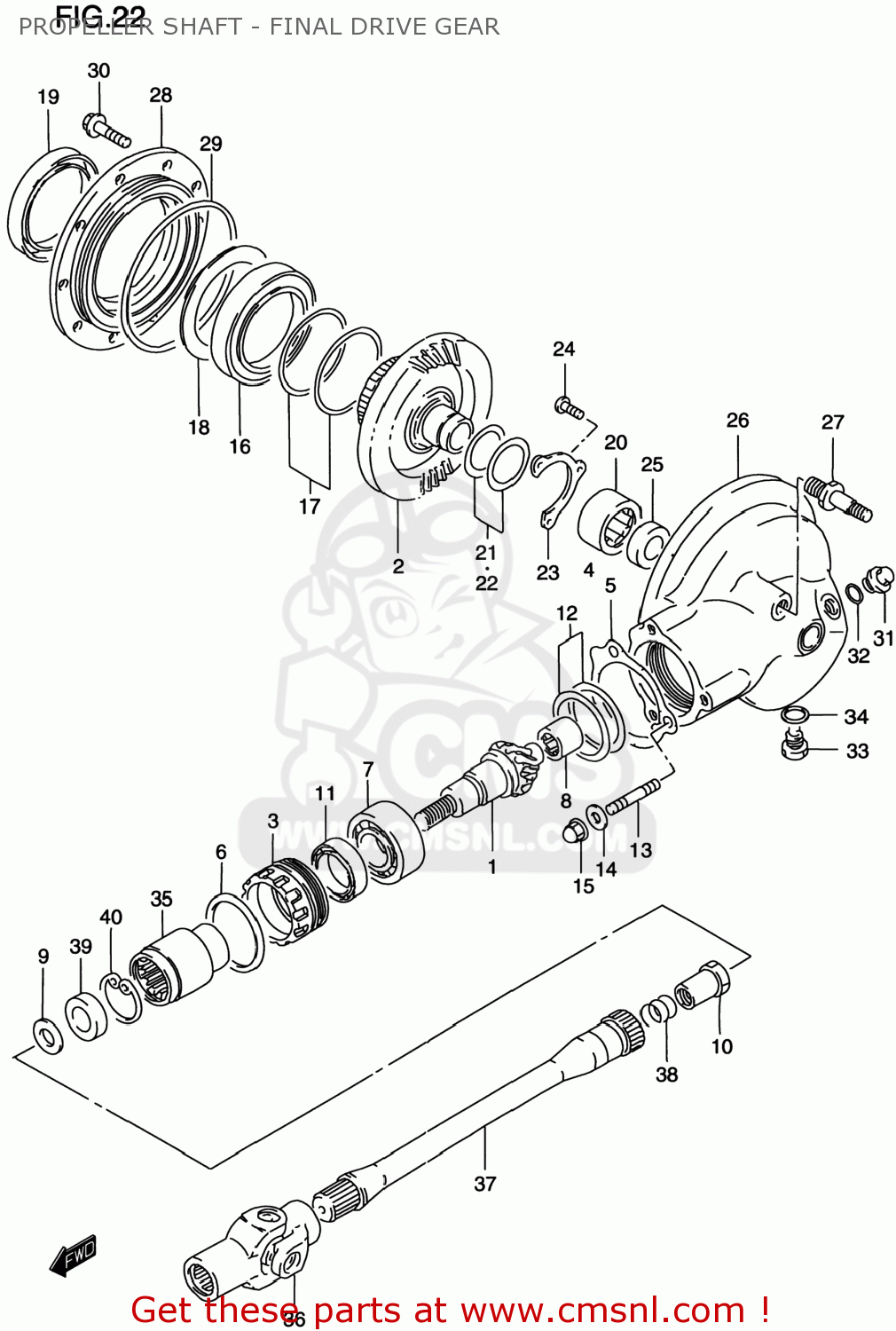 PROPELLER SHAFT - FINAL DRIVE GEAR VS800GL INTRUDER 1999 (X) USA (E03)