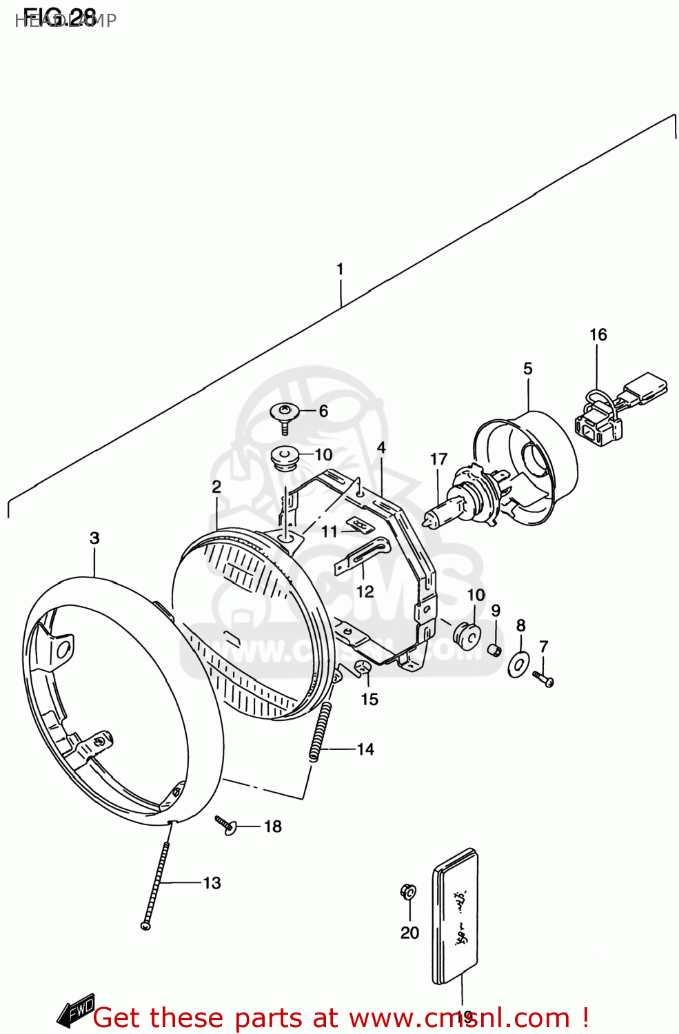 HEADLAMP VS800GL INTRUDER 2000 (Y) USA (E03)
