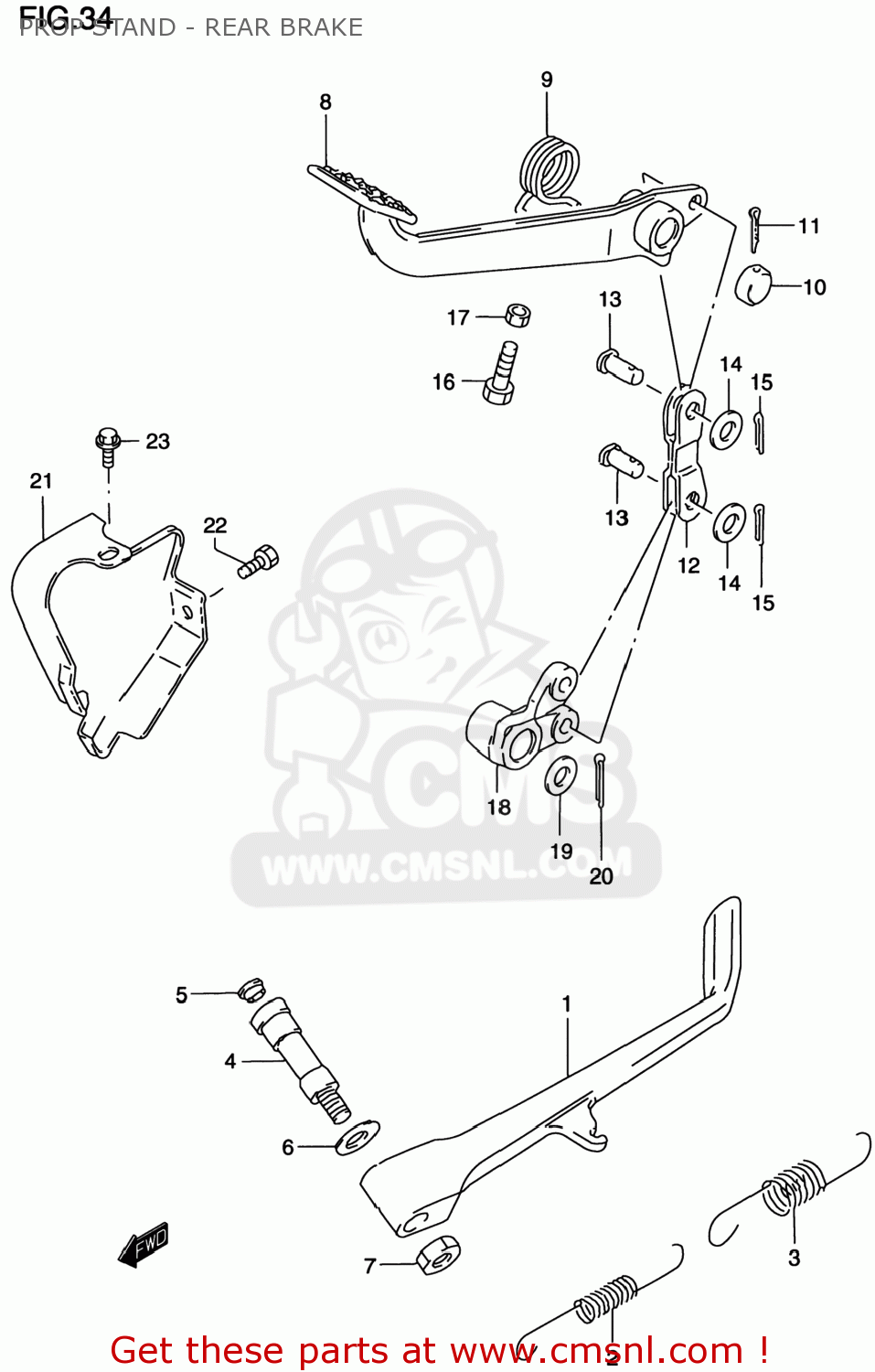 PROP STAND - REAR BRAKE VS800GL INTRUDER 2000 (Y) USA (E03)