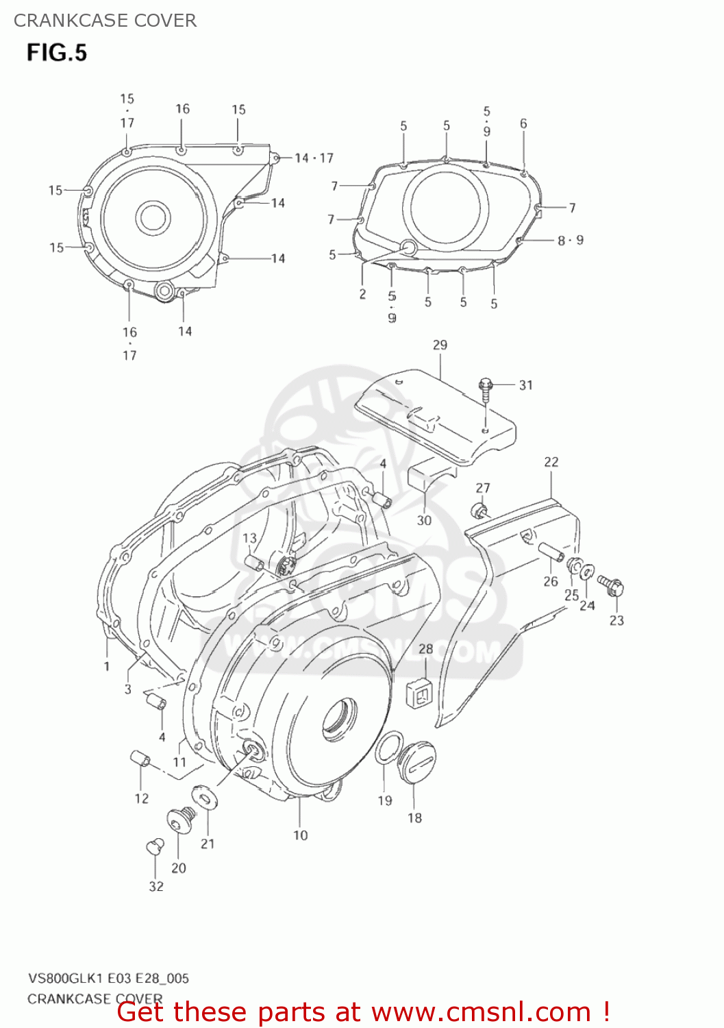 CRANKCASE COVER VS800GL INTRUDER 2001 (K1) USA (E03)