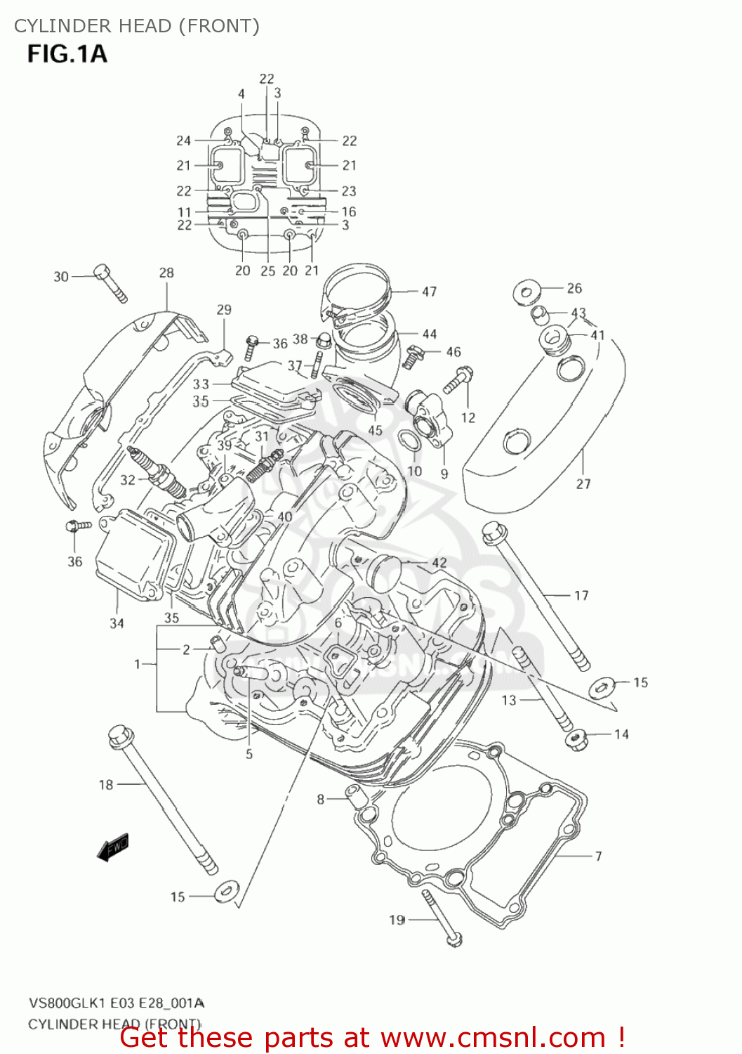 CYLINDER HEAD (FRONT) VS800GL INTRUDER 2001 (K1) USA (E03)