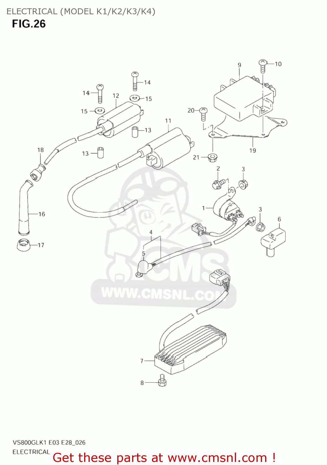 ELECTRICAL (MODEL K1/K2/K3/K4) VS800GL INTRUDER 2001 (K1) USA (E03)