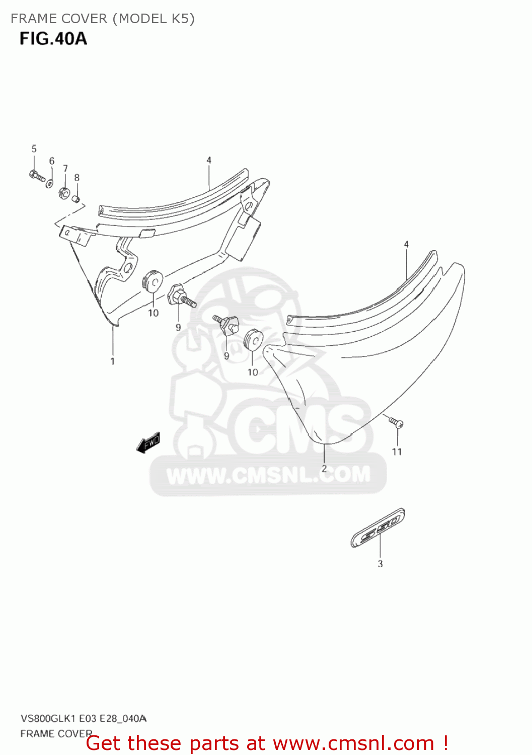 FRAME COVER (MODEL K5) VS800GL INTRUDER 2001 (K1) USA (E03)
