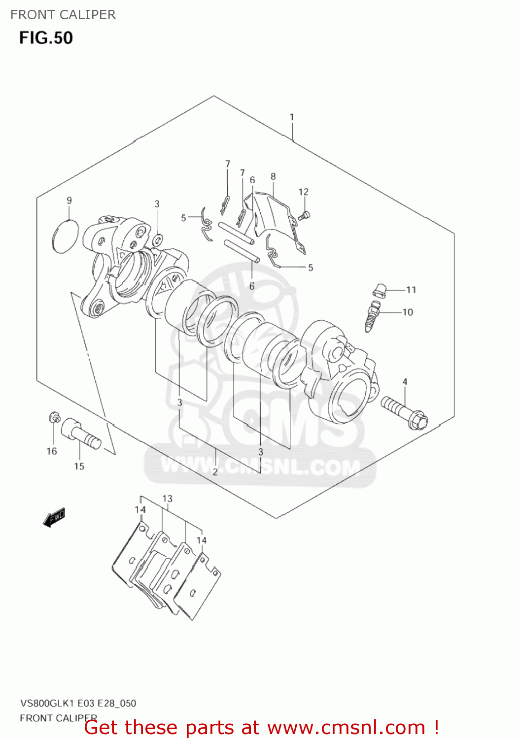 FRONT CALIPER VS800GL INTRUDER 2001 (K1) USA (E03)
