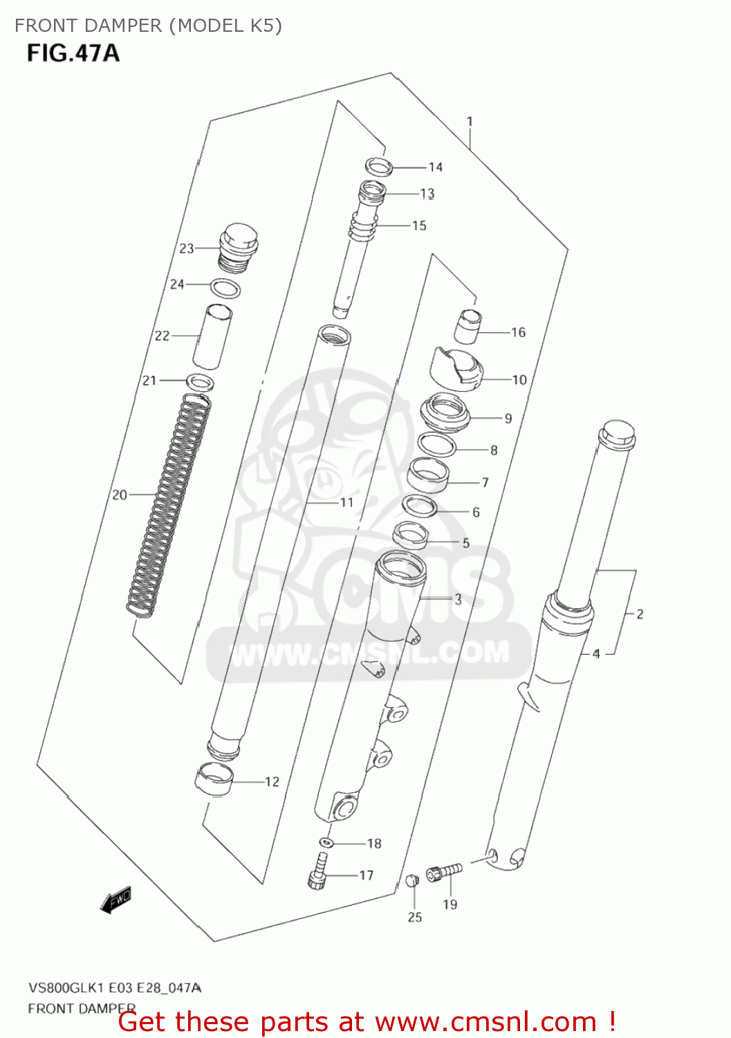 FRONT DAMPER (MODEL K5) VS800GL INTRUDER 2001 (K1) USA (E03)