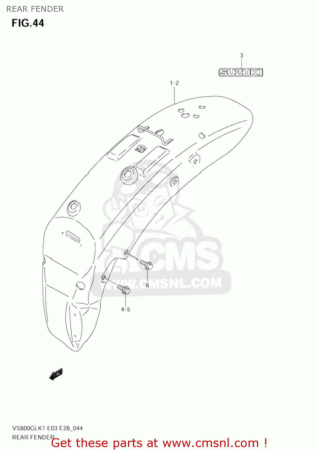 REAR FENDER VS800GL INTRUDER 2001 (K1) USA (E03)