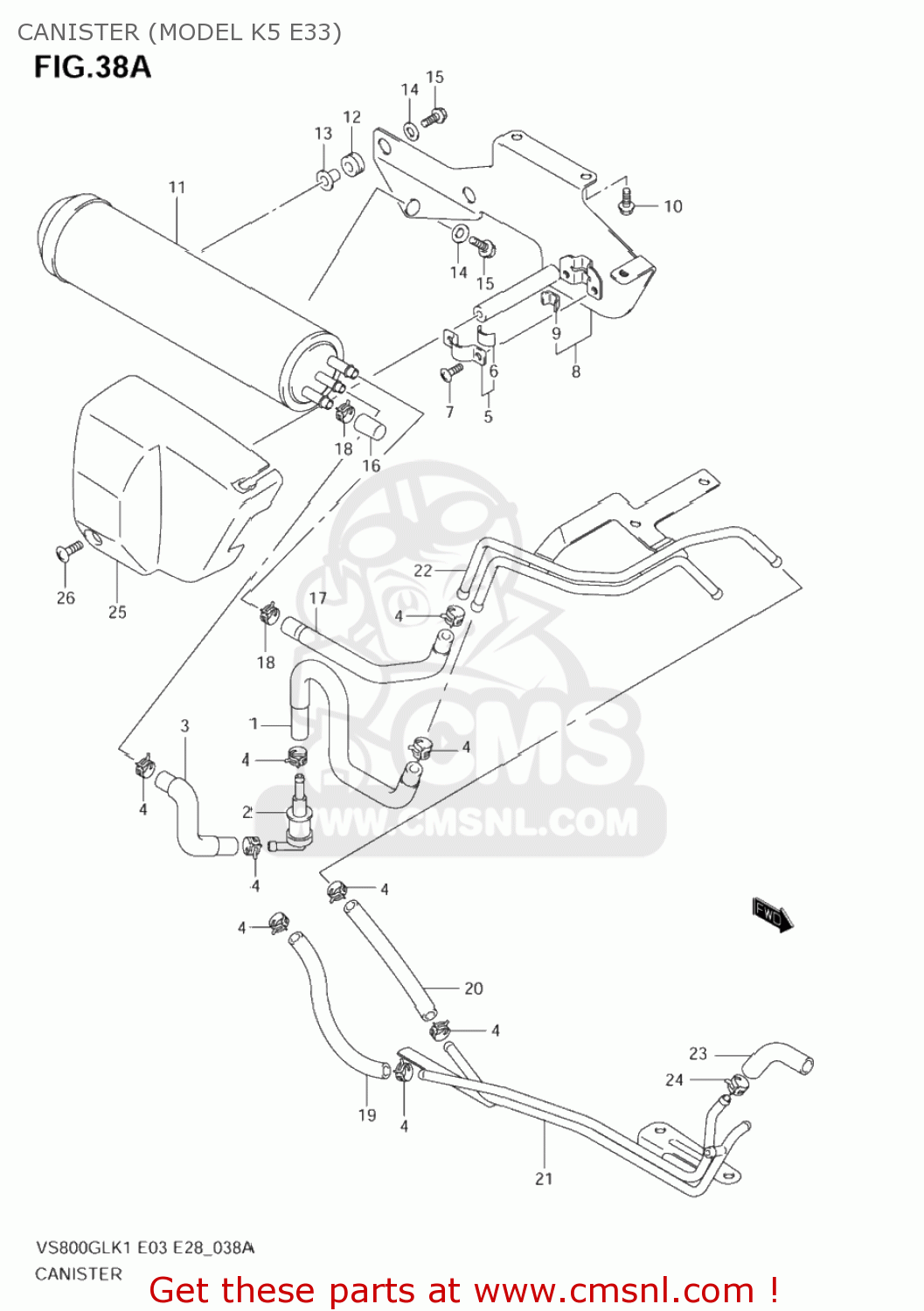 CANISTER (MODEL K5 E33) VS800GL INTRUDER 2002 (K2) USA (E03)