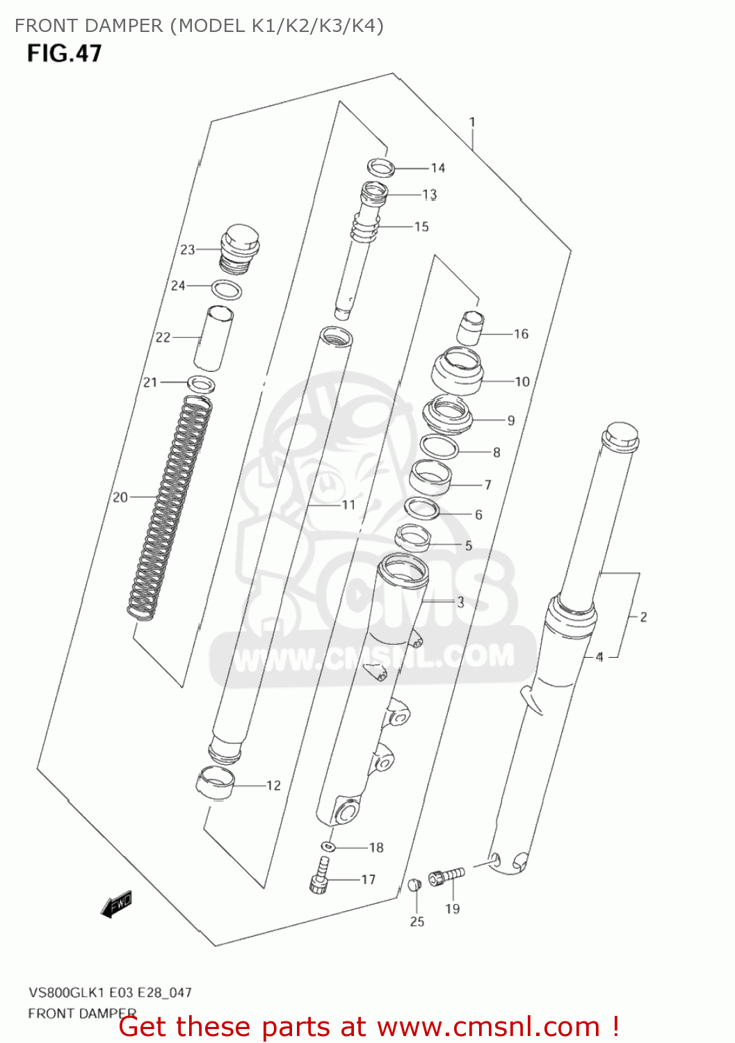 FRONT DAMPER (MODEL K1/K2/K3/K4) VS800GL INTRUDER 2002 (K2) USA (E03)