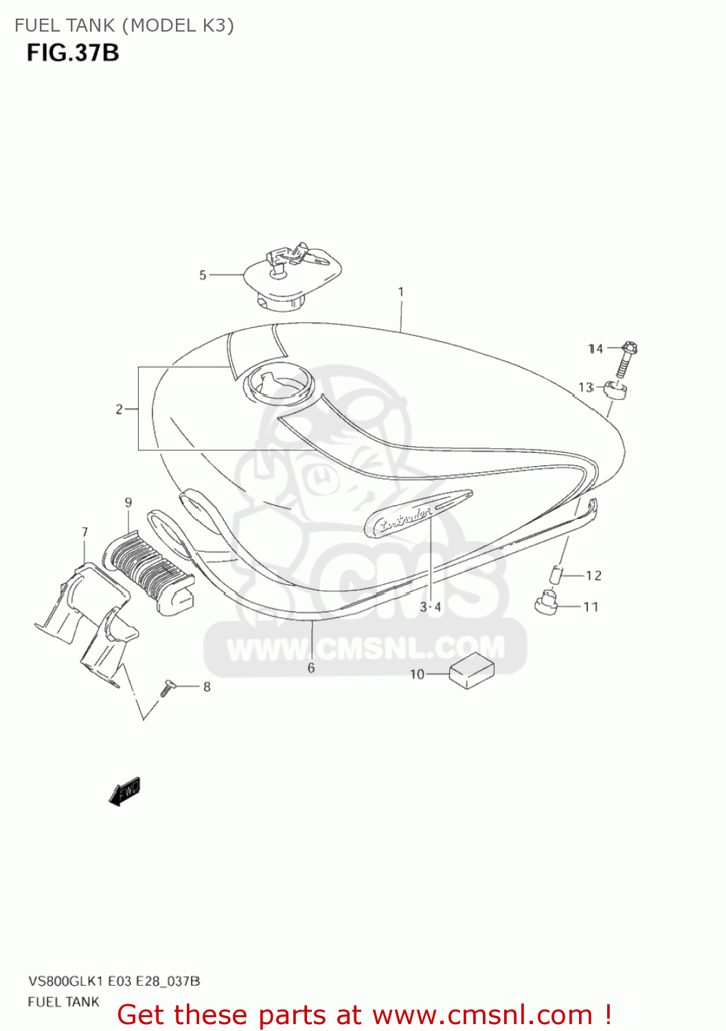 FUEL TANK (MODEL K3) VS800GL INTRUDER 2002 (K2) USA (E03)