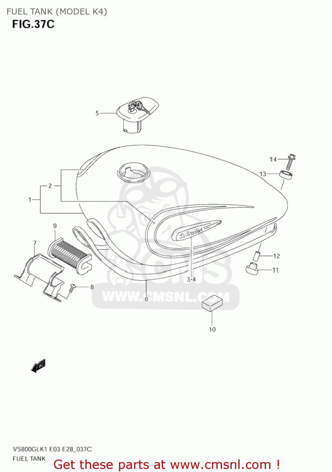 FUEL TANK (MODEL K4) VS800GL INTRUDER 2002 (K2) USA (E03)
