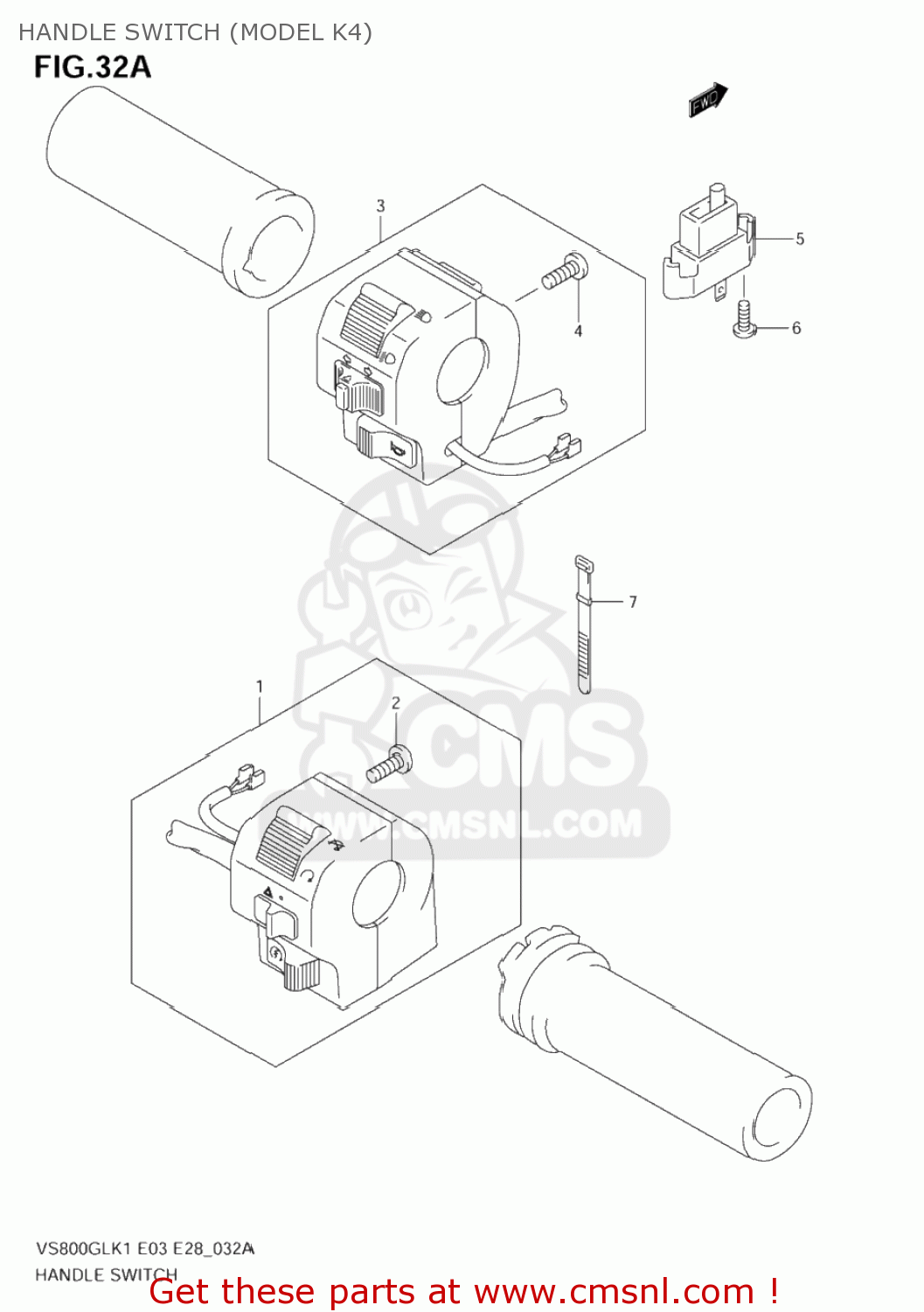 HANDLE SWITCH (MODEL K4) VS800GL INTRUDER 2002 (K2) USA (E03)