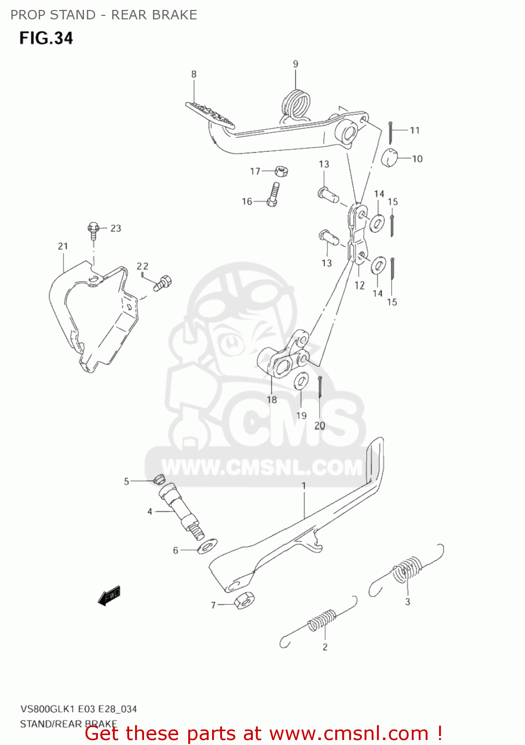 PROP STAND - REAR BRAKE VS800GL INTRUDER 2002 (K2) USA (E03)
