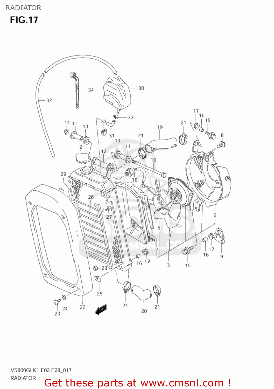 RADIATOR VS800GL INTRUDER 2002 (K2) USA (E03)