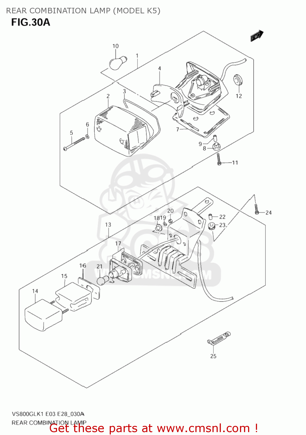 REAR COMBINATION LAMP (MODEL K5) VS800GL INTRUDER 2002 (K2) USA (E03)