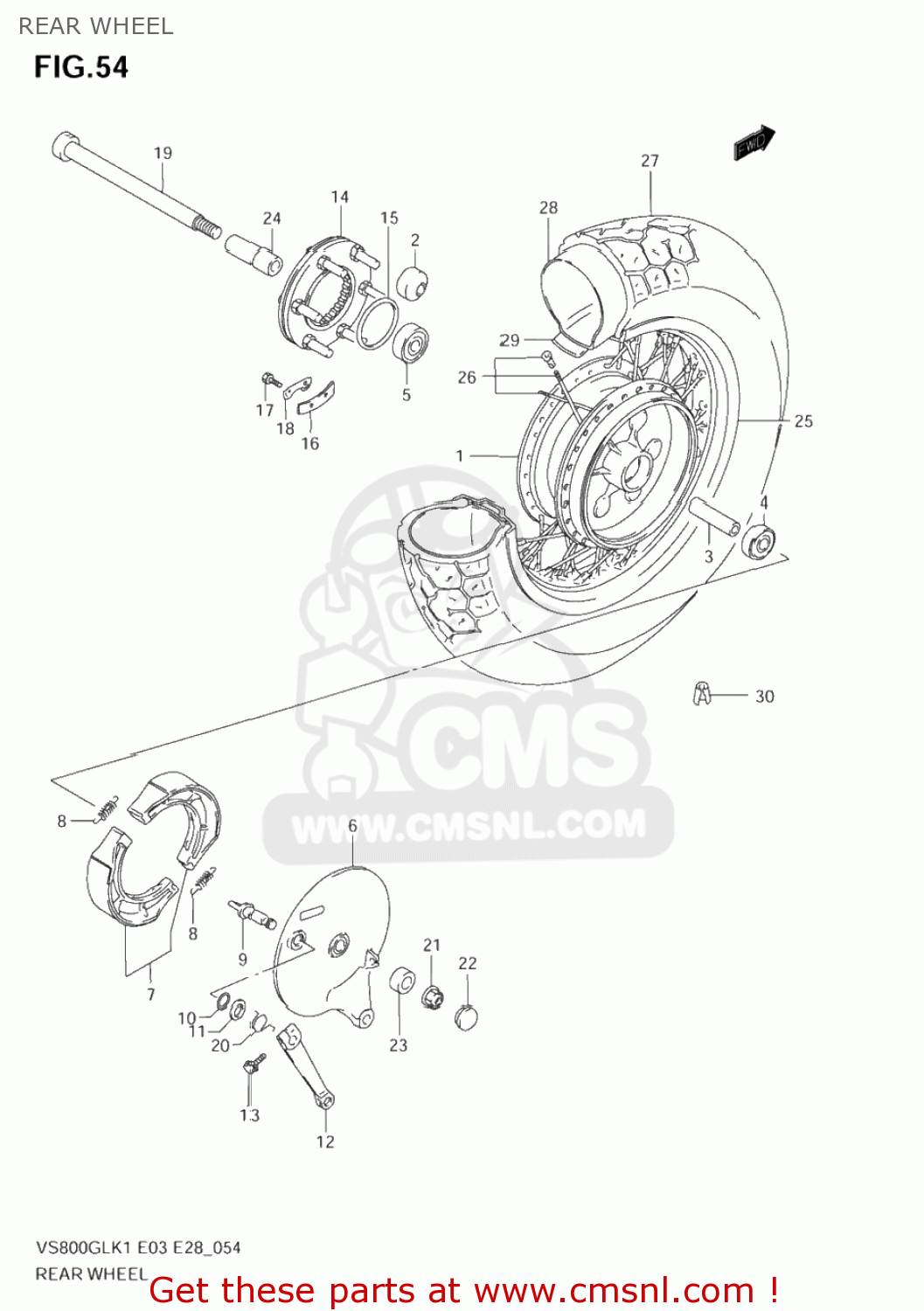 REAR WHEEL VS800GL INTRUDER 2002 (K2) USA (E03)