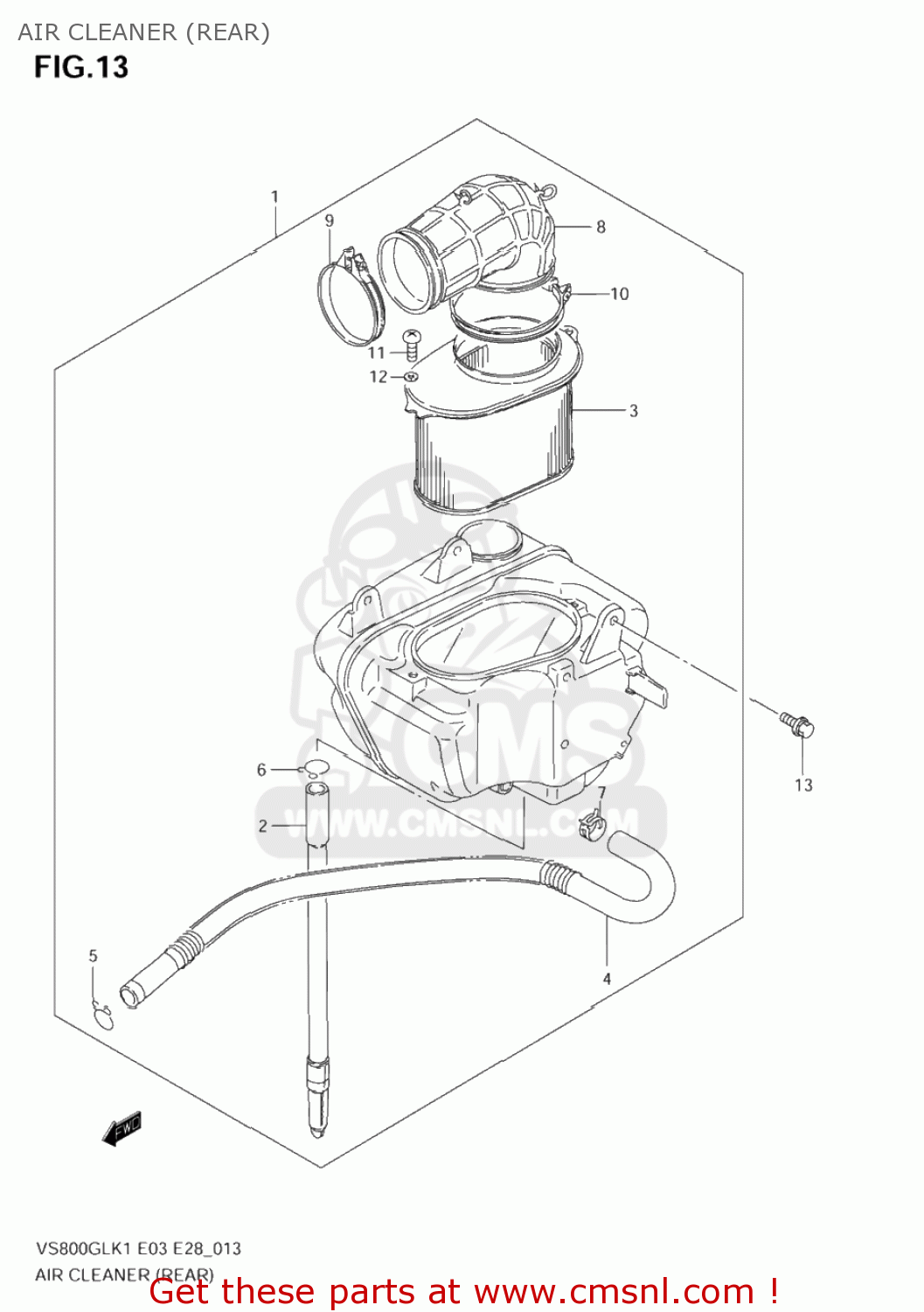 AIR CLEANER (REAR) VS800GL INTRUDER 2003 (K3) USA (E03)