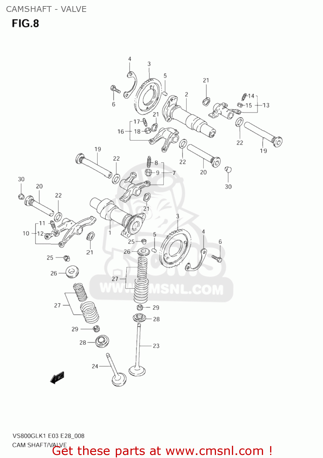 CAMSHAFT - VALVE VS800GL INTRUDER 2003 (K3) USA (E03)