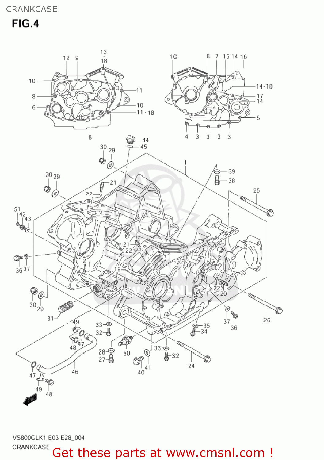 CRANKCASE VS800GL INTRUDER 2003 (K3) USA (E03)