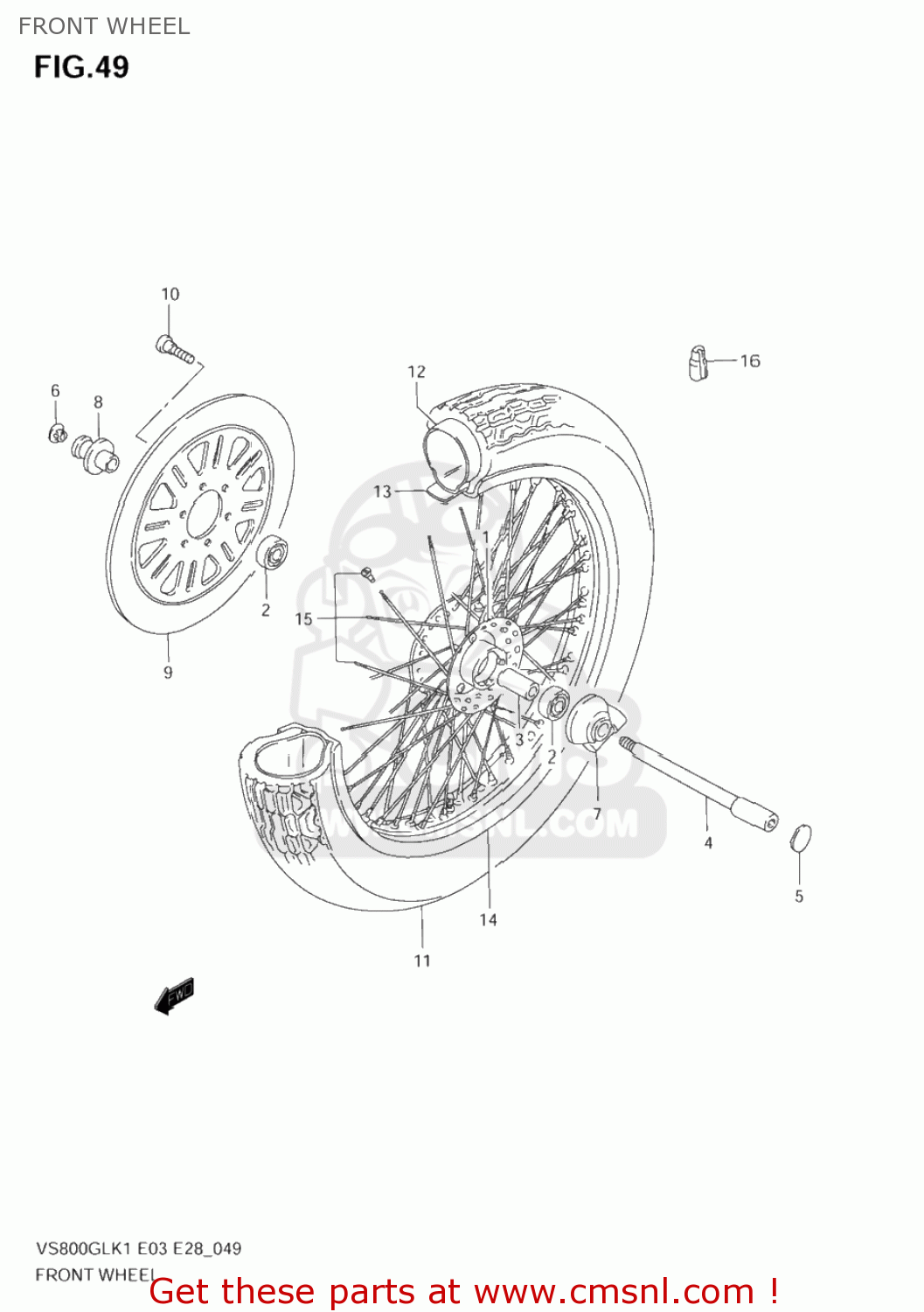 FRONT WHEEL VS800GL INTRUDER 2003 (K3) USA (E03)