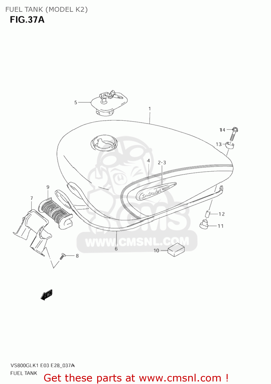 FUEL TANK (MODEL K2) VS800GL INTRUDER 2003 (K3) USA (E03)
