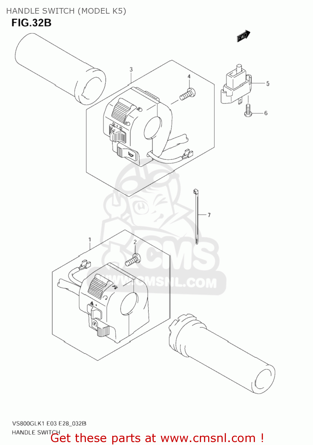 HANDLE SWITCH (MODEL K5) VS800GL INTRUDER 2003 (K3) USA (E03)