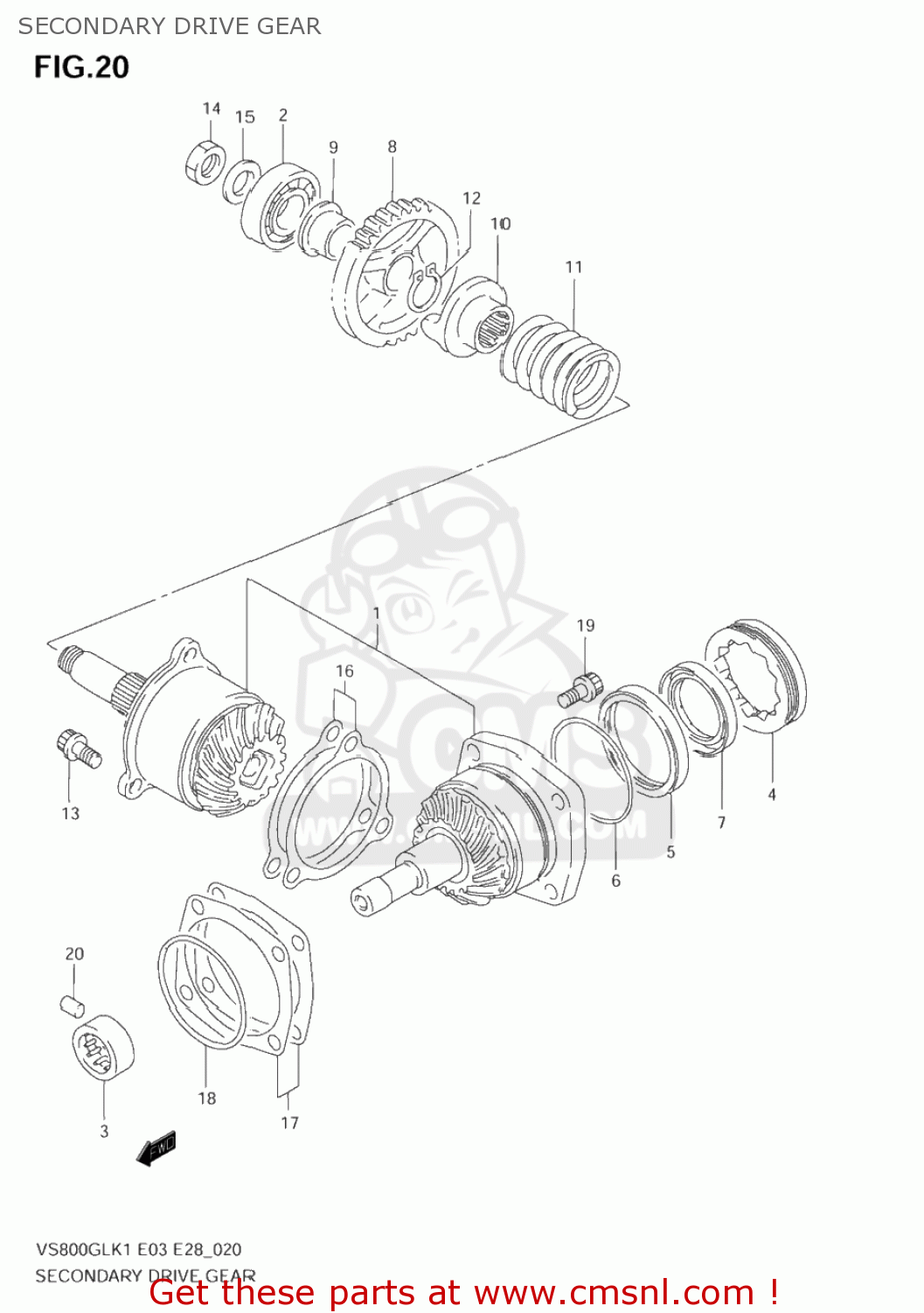 SECONDARY DRIVE GEAR VS800GL INTRUDER 2003 (K3) USA (E03)